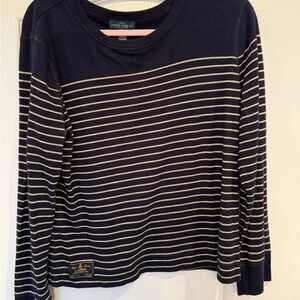 Ralph Lauren Navy and Gold Striped Tee